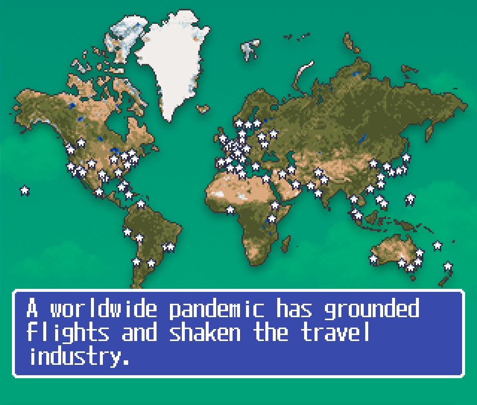 AeroWorld world news screen